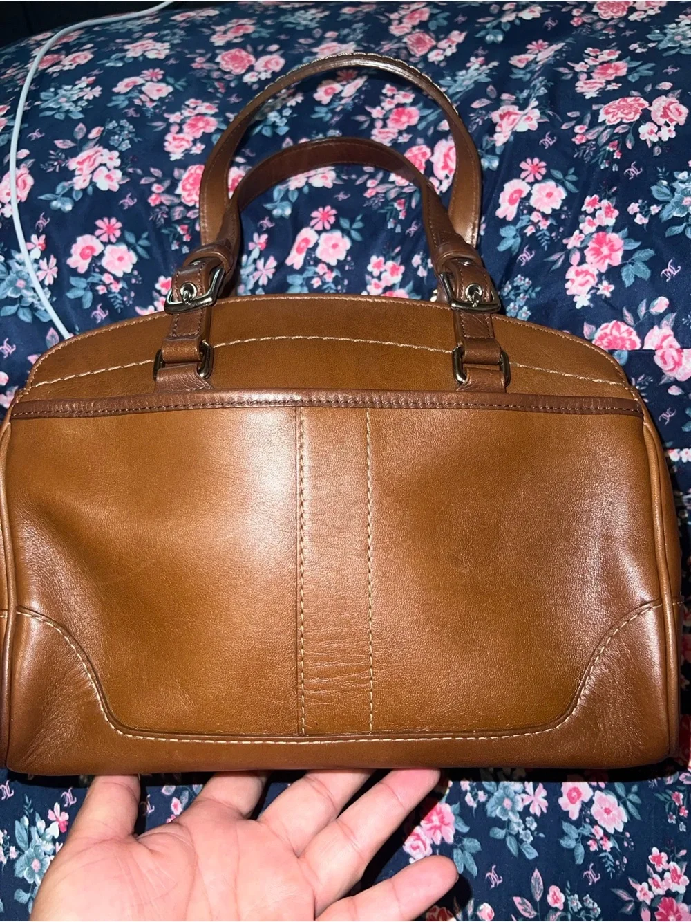 Vintage Coach Hamilton cognac brown glovetanned leather satchel No7465